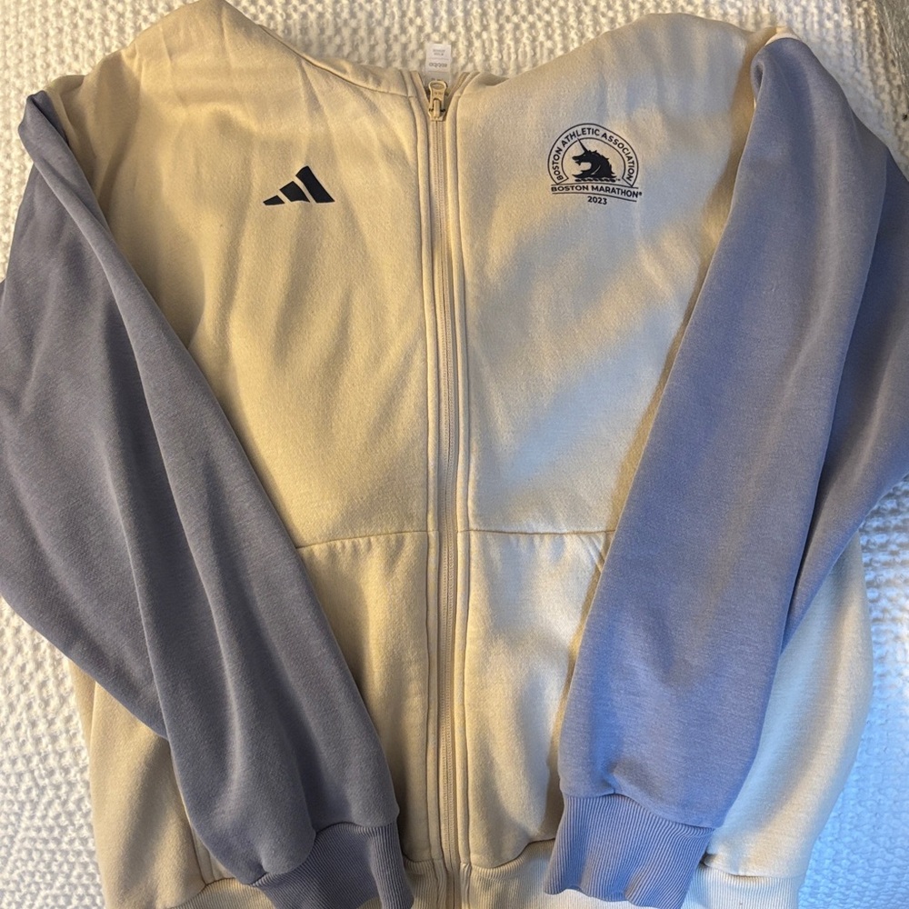 Adidas Beige and Light Gray Track Jacket